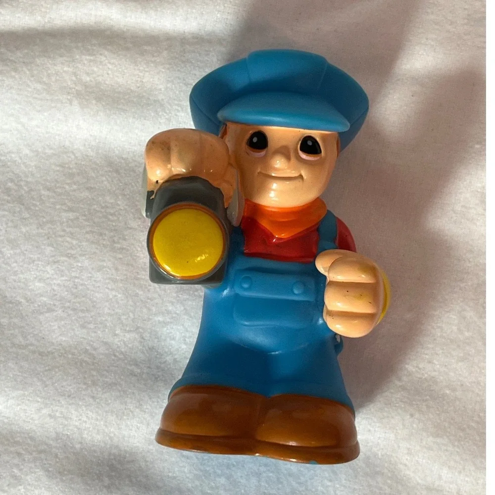 Fisher Price Little People Train‎ Engineer Conductor Figure Flashlight Blue 3